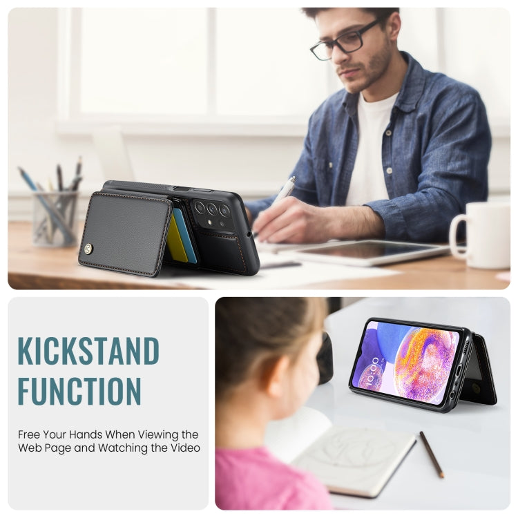 For Samsung Galaxy A23 JEEHOOD J05 Business Magnetic Style RFID Leather Phone Case(Black)