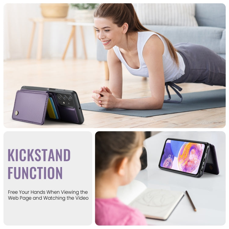 For Samsung Galaxy A23 JEEHOOD J05 Business Magnetic Style RFID Leather Phone Case(Purple)