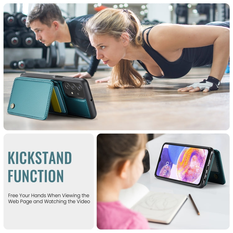 For Samsung Galaxy A23 JEEHOOD J05 Business Magnetic Style RFID Leather Phone Case(Blue Green)