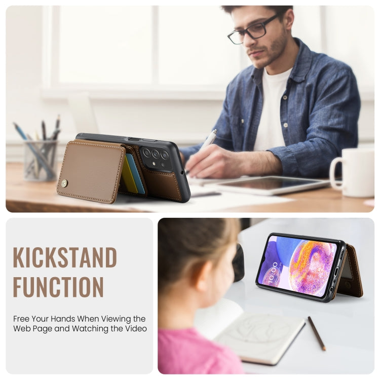 For Samsung Galaxy A23 JEEHOOD J05 Business Magnetic Style RFID Leather Phone Case(Brown)