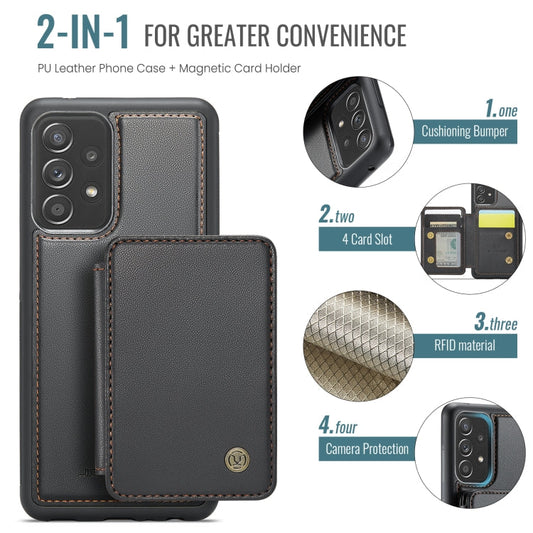 Pour Samsung Galaxy A53 5G JEEHOOD J05 Housse de téléphone en cuir RFID style magnétique professionnel (noir)