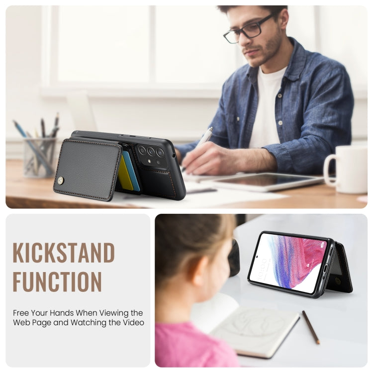 For Samsung Galaxy A53 5G JEEHOOD J05 Business Magnetic Style RFID Leather Phone Case(Black)