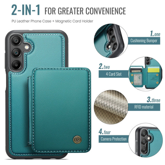 For Samsung Galaxy A35 5G JEEHOOD J05 Business Magnetic Style RFID Leather Phone Case(Blue Green)