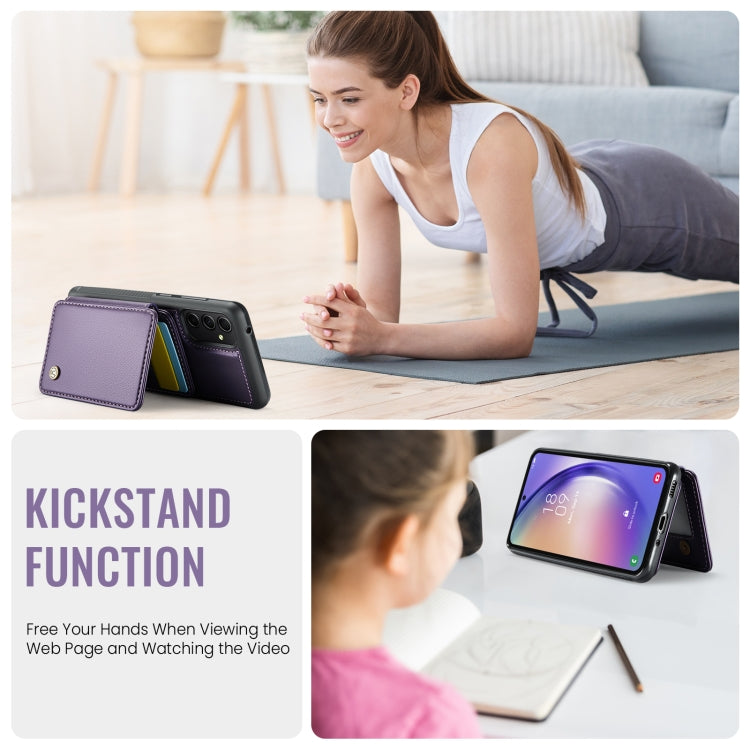 For Samsung Galaxy A54 5G JEEHOOD J05 Business Magnetic Style RFID Leather Phone Case(Purple)