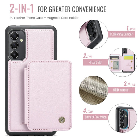 For Samsung Galaxy A54 5G JEEHOOD J05 Business Magnetic Style RFID Leather Phone Case(Pink)