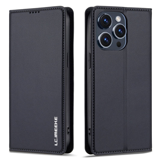 Pour iPhone 14 Pro Max LC.IMEEKE L1 Series Coque de téléphone en PU givré à texture fine (Noir)