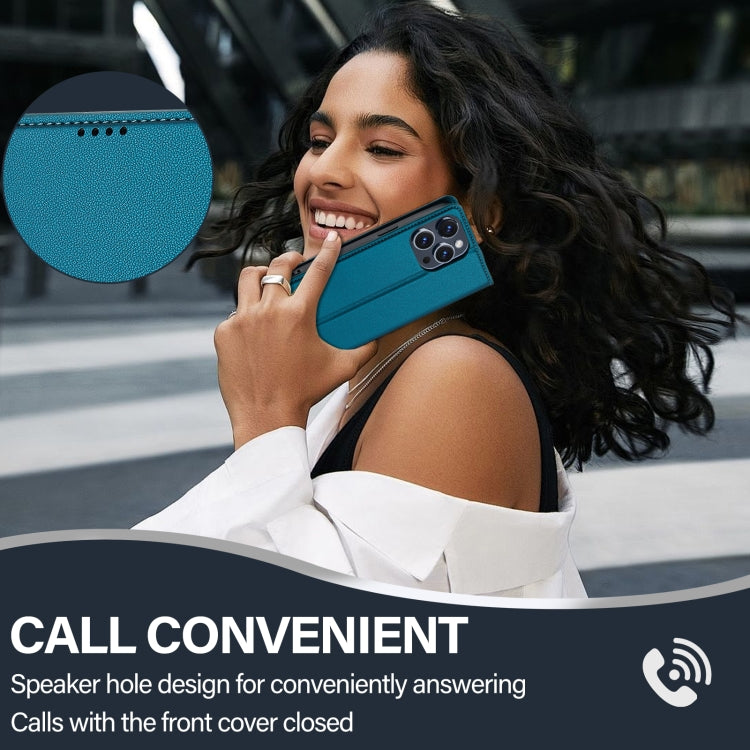 For iPhone 14 Pro LC.IMEEKE L1 Series Frosted Fine Texture PU Phone Case(Blue)