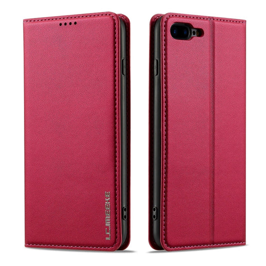 For iPhone 7 Plus / 8 Plus LC.IMEEKE L1 Series Frosted Fine Texture PU Phone Case(Red)