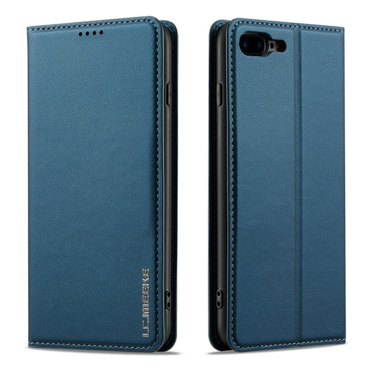 For iPhone 7 / 8 / SE 2020 LC.IMEEKE L1 Series Frosted Fine Texture PU Phone Case(Blue)