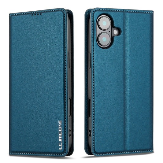 Pour iPhone 16 LC.IMEEKE L1 Series Étui de téléphone en PU givré à texture fine (bleu)