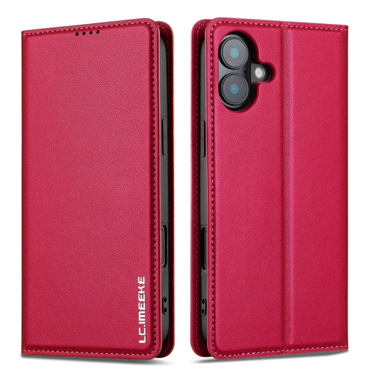 Pour iPhone 16 LC.IMEEKE Étui de téléphone en PU texturé givré série L1 (rouge)