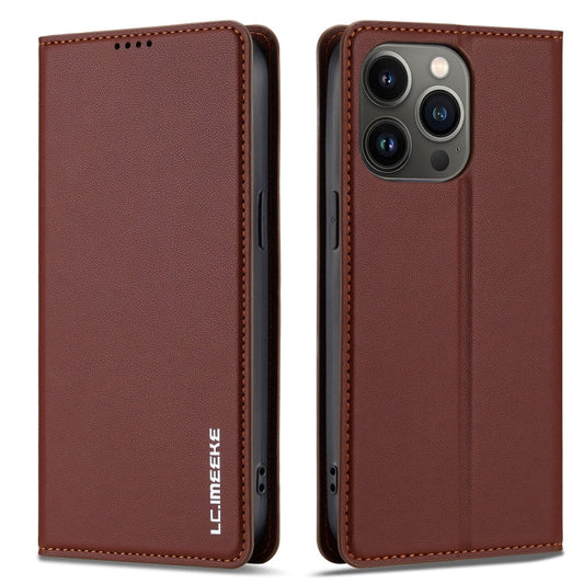 For iPhone 11 Pro LC.IMEEKE L1 Series Frosted Fine Texture PU Phone Case(Brown)