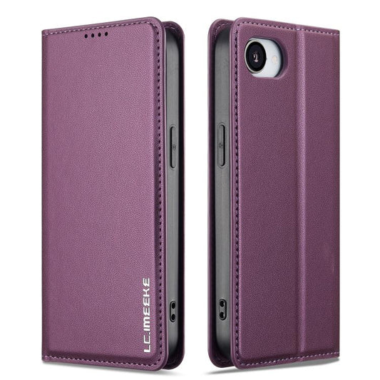 For iPhone 16e / 17e LC.IMEEKE L1 Series Frosted Fine Texture PU Phone Case(Purple)