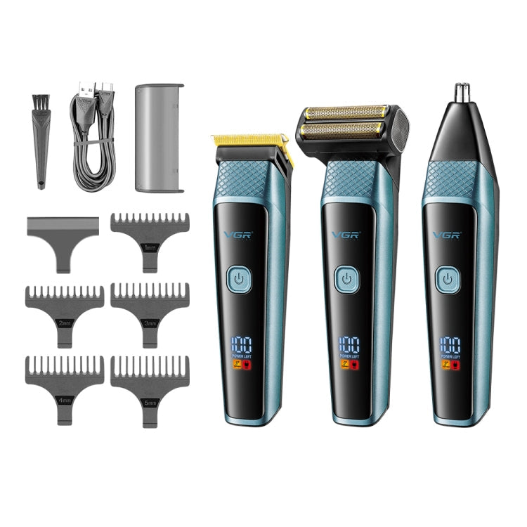 VGR V-366 5W USB 3 in 1 Nose Hair Care LCD Digital Display Electric Shaver(Blue)