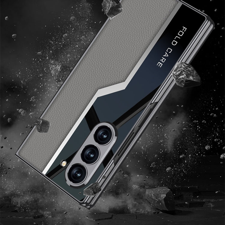 For Samsung Galaxy Z Fold6 GKK Integrated Plating TPU + Leather Supercar Full Coverage Phone Case(Titanium Grey)
