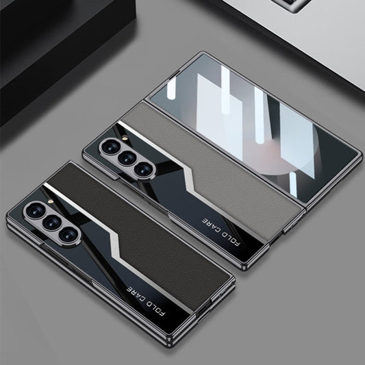 For Samsung Galaxy Z Fold6 GKK Integrated Plating TPU + Leather Supercar Full Coverage Phone Case(Black)