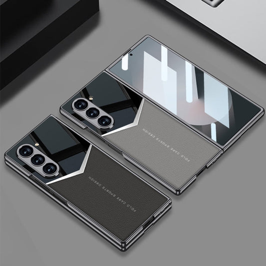 For Samsung Galaxy Z Fold6 GKK Integrated Plating Leather Knight Full Coverage Phone Case(Black)