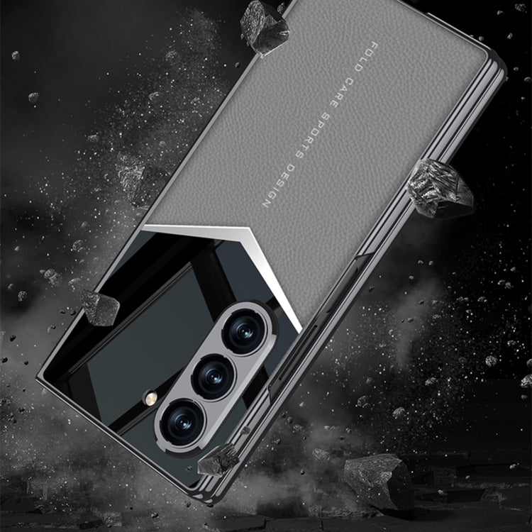 For Samsung Galaxy Z Fold6 GKK Integrated Plating Leather Knight Full Coverage Phone Case(Black)