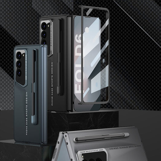 For Samsung Galaxy Z Fold6 GKK Integrated Blade Ultra-thin Full Coverage Phone Case with Pen Slot, Not Included Pen(Grey)