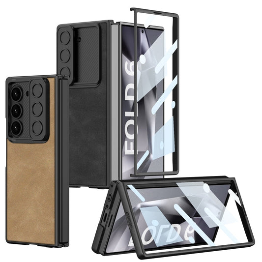 For Samsung Galaxy Z Fold6 GKK Integrated Ultra-thin Sliding Window Frosted Leather Phone Case(Black)