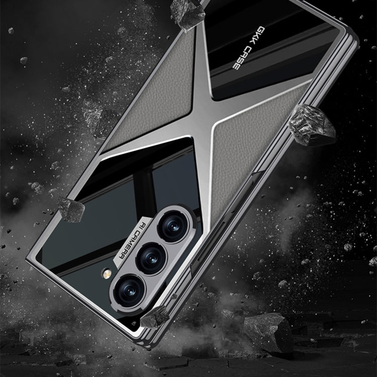 For Samsung Galaxy Z Fold6 GKK Integrated Leather Electroplating Supersonic Speed Shockproof Phone Case(Carbon Fibre)