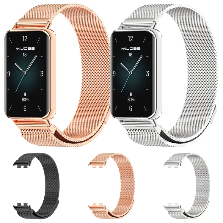 For Honor Band 10 / 9 MIJOBS Milan Magnetic Stainless Steel Watch Band(Rose Gold)