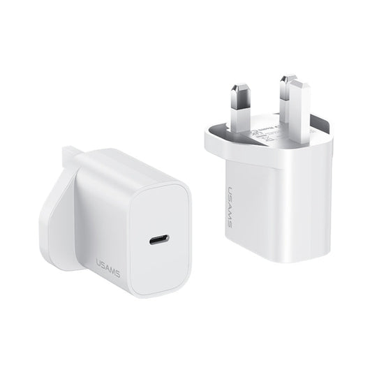 Chargeur rapide USAMS CC227 20W, USB-C / Type-C vers 8 broches (prise UK)