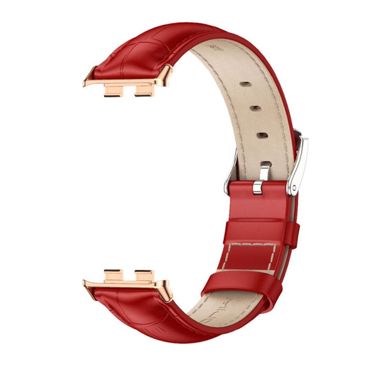 For Honor Band 10 / 9 MIJOBS Cowhide Leather Watch Band(Bamboo Red Rose Gold)
