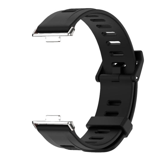 For Huawei Watch Fit3 MIJOBS Flat Hole Silicone Watch Band(Black Silver)