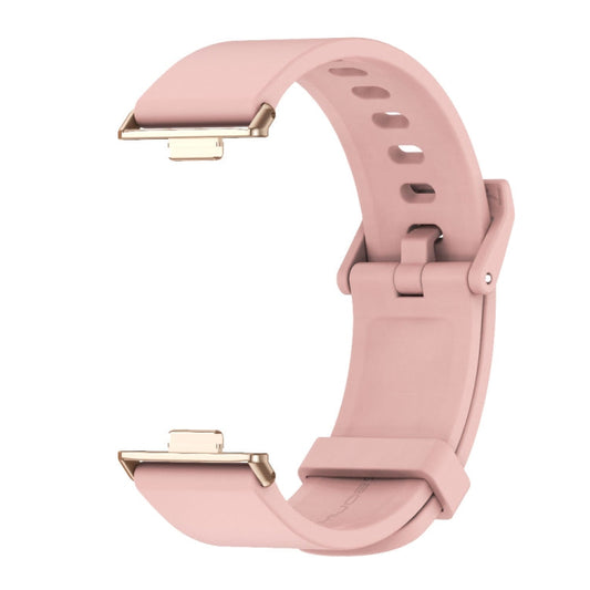 For Huawei Watch Fit3 MIJOBS Solid Color Silicone Watch Band(Pink Rose Gold)