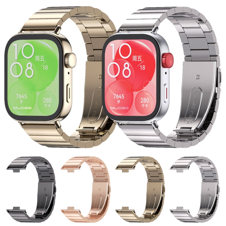 For Huawei Watch Fit3 MIJOBS Bamboo Stainless Steel Watch Band(Silver)