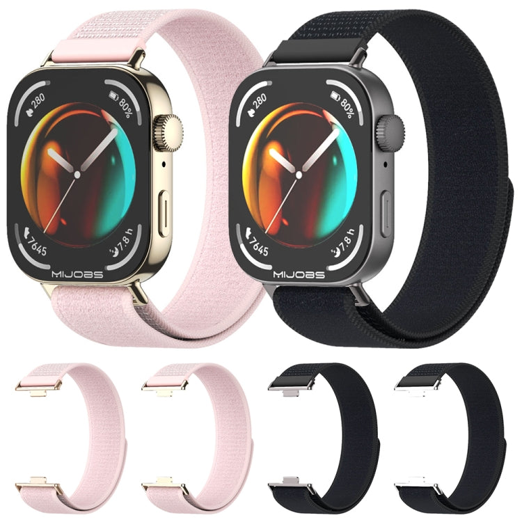 For Huawei Watch Fit3 MIJOBS Nylon Watch Band Wristband(Pink Light Gold)