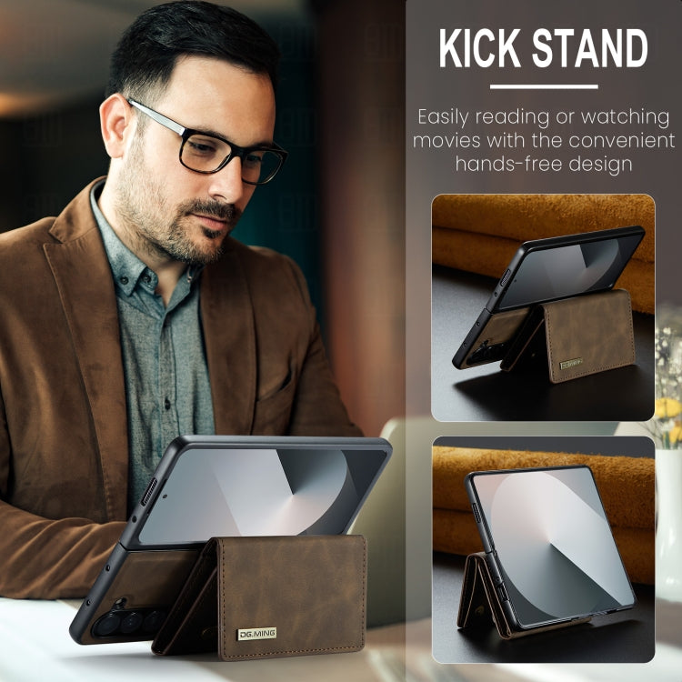 For Samsung Galaxy Z Fold6 DG.MING M1 Series 3-Fold Multi Card Wallet + Magnetic Phone Case(Coffee)