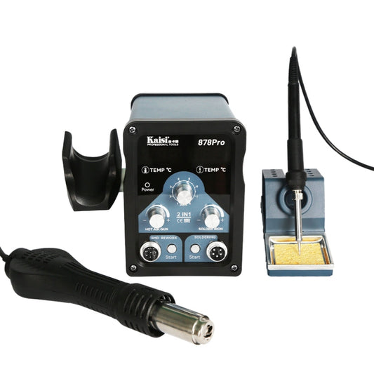 Kaisi 878Pro 2 in 1 Smart Sleep Lead-free Digital Display Hot Air Gun Soldering Iron Station, Plug:EU Plug