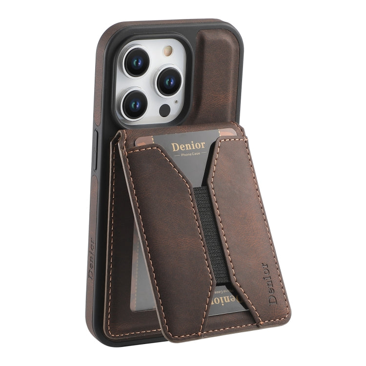 For iPhone 13 Pro Denior D17 Skin Feel MagSafe Detachable Card Slot Phone Case(Brown)