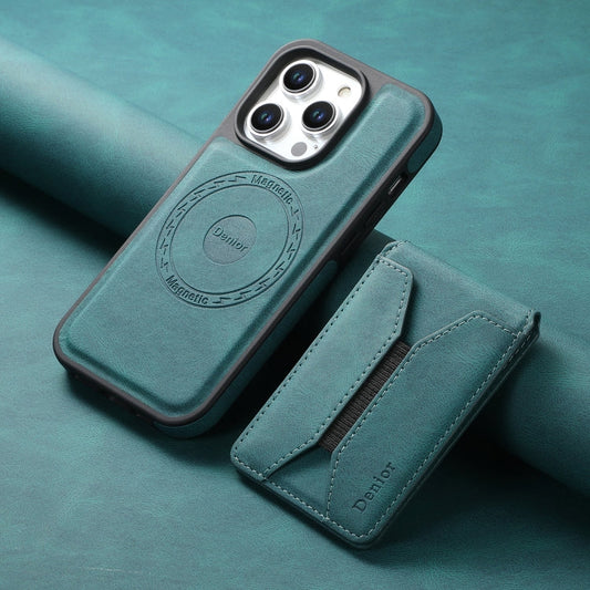 For iPhone 15 Pro Denior D17 Skin Feel MagSafe Detachable Card Slot Phone Case(Blue)