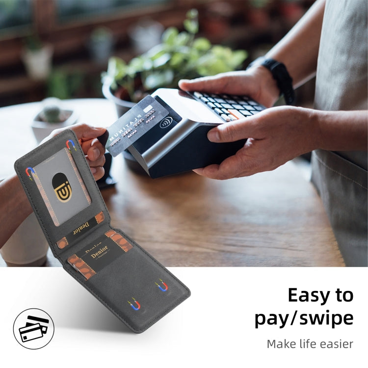 Denior V11 VV MagSafe Magnetic Phone PU Card Sleeve(Black)