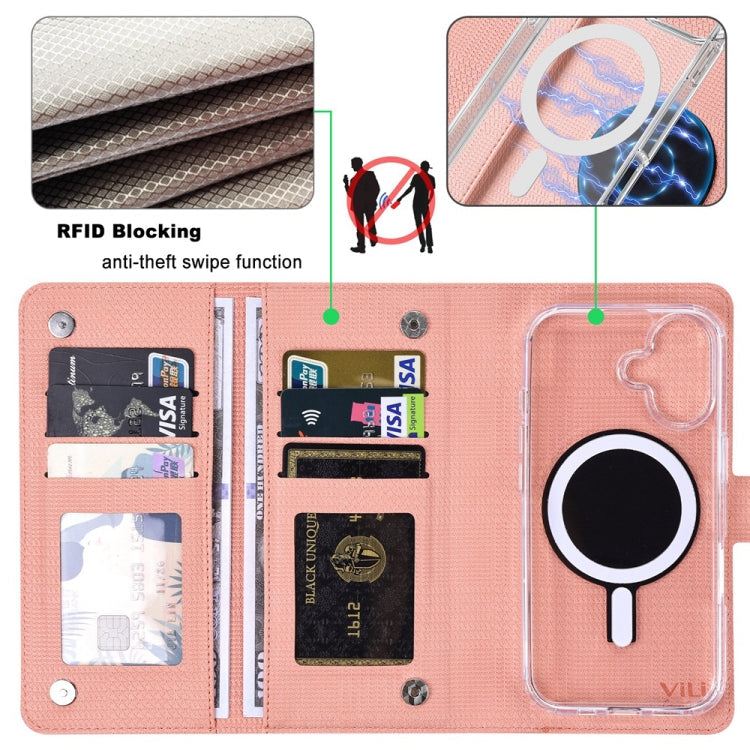 For Samsung Galaxy S24 Ultra 5G ViLi GHA-C Series RFID MagSafe Magnetic Flip Leather Phone Case(Pink)
