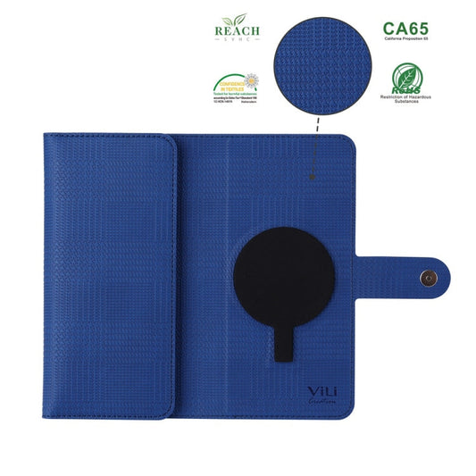 Pour Samsung Galaxy S24 Ultra 5G Étui de téléphone en cuir à rabat magnétique MagSafe RFID de la série ViLi GHA-C (bleu)