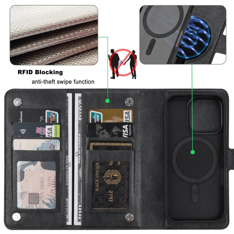 For iPhone 16 Pro ViLi GVA Series MagSafe Magnetic RFID Leather Phone Case(Black)