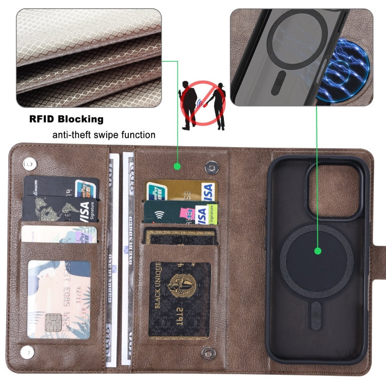 For iPhone 16 Pro ViLi GVA Series MagSafe Magnetic RFID Leather Phone Case(Coffee)