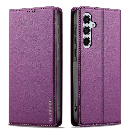 Pour Samsung Galaxy A54 5G Étui de téléphone en PU texturé givré série LC.IMEEKE L1 (violet)
