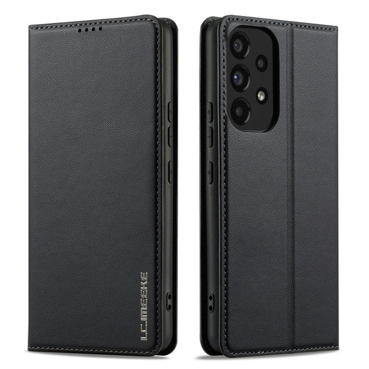 Pour Samsung Galaxy A53 5G LC.IMEEKE Série L1 Étui de téléphone en cuir PU à texture fine givrée (Noir)