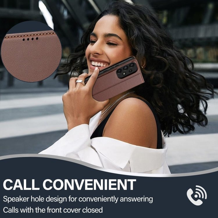 For Samsung Galaxy A53 5G LC.IMEEKE L1 Series Frosted Fine Texture PU Phone Case(Brown)