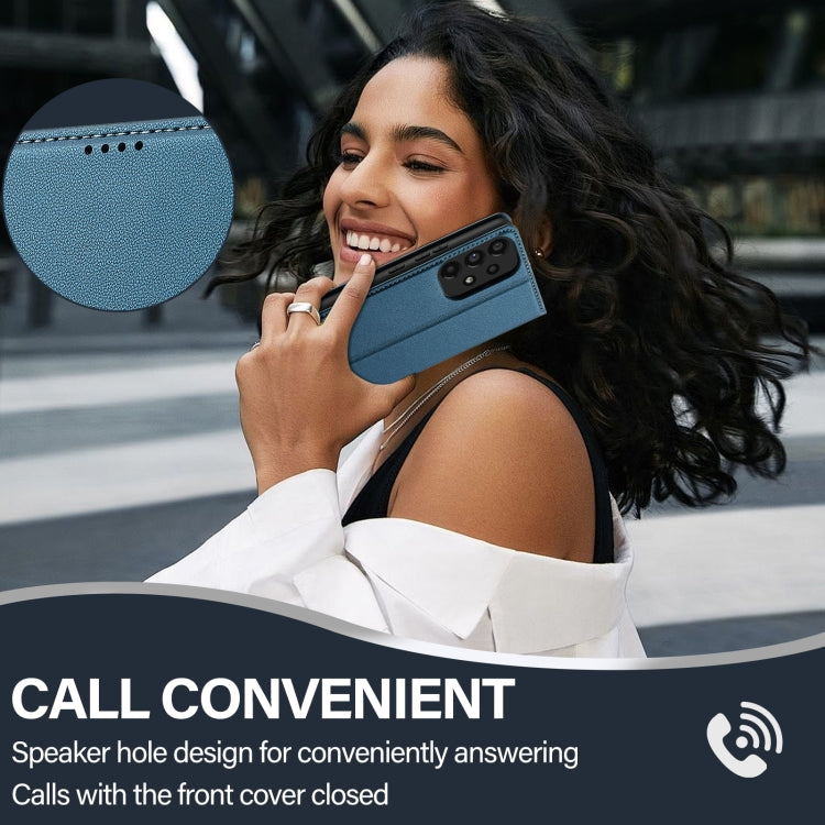 For Samsung Galaxy A53 5G LC.IMEEKE L1 Series Frosted Fine Texture PU Phone Case(Blue)