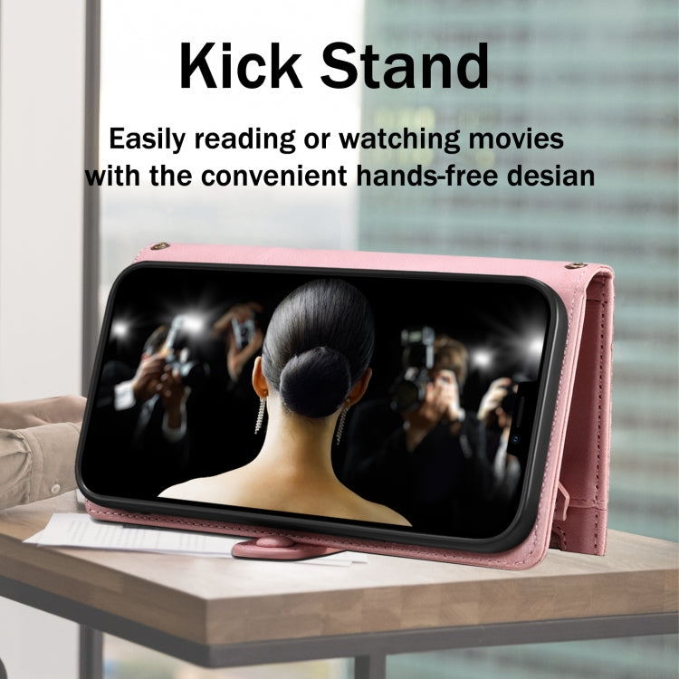 For Samsung Galaxy A36 ESEBLE Retro Frosted RFID Flip Leather Phone Case(Rose Gold)