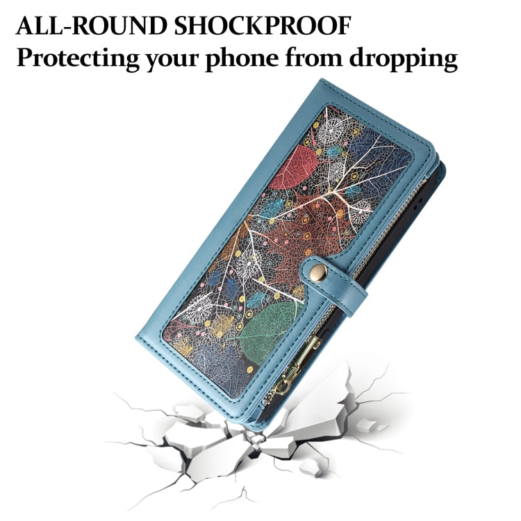 For Samsung Galaxy A16 5G ESEBLE Star Series Lanyard Zipper Wallet RFID Leather Case(Blue)