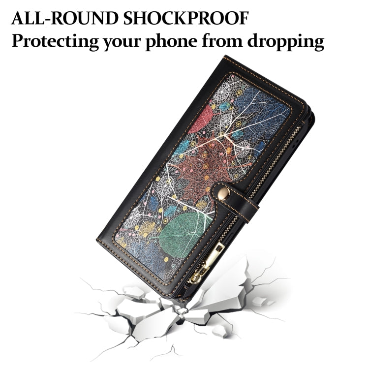 For Samsung Galaxy A16 5G ESEBLE Star Series Lanyard Zipper Wallet RFID Leather Case(Black)