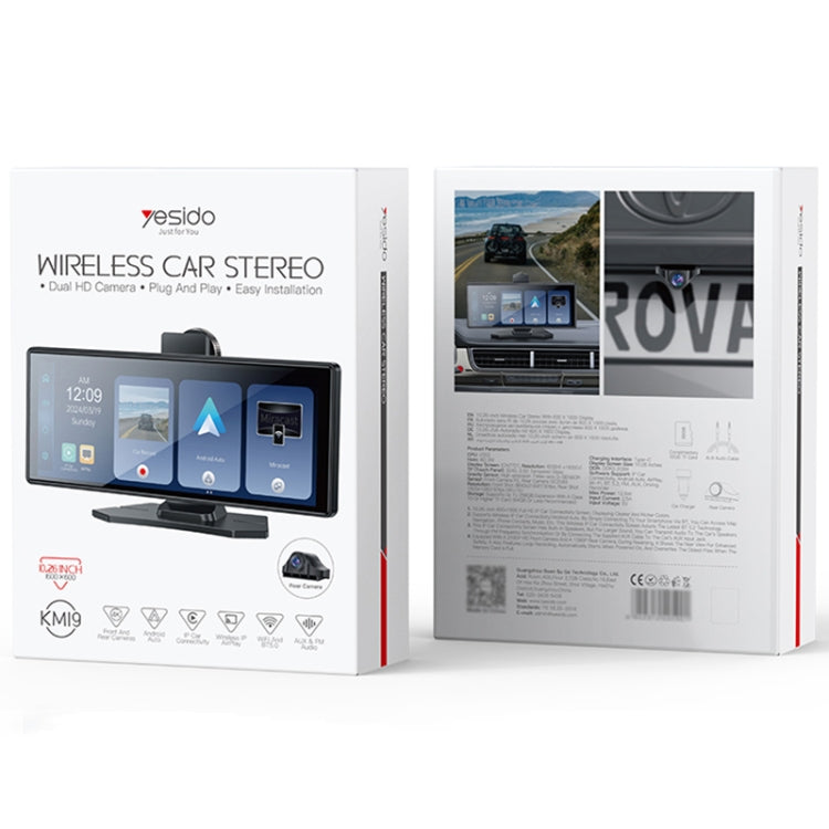 Yesido KM19 10.26 inch Center Console CarPlay Portable Car Video Navigation with Driving Recorder(Black)