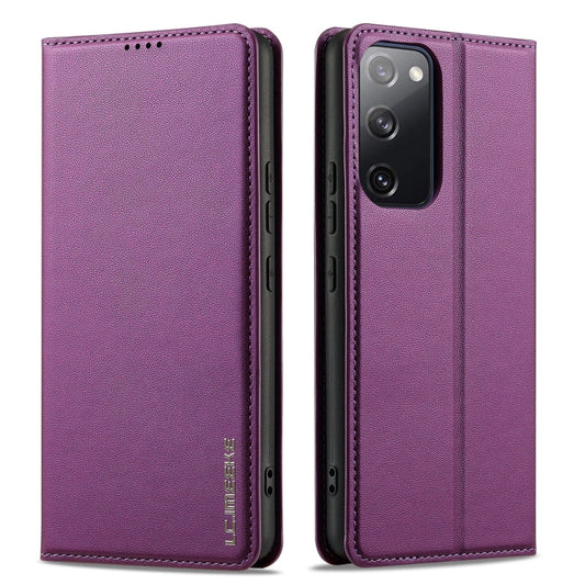 For Samsung Galaxy S20 FE LC.IMEEKE L1 Series Frosted Fine Texture PU Phone Case(Purple)